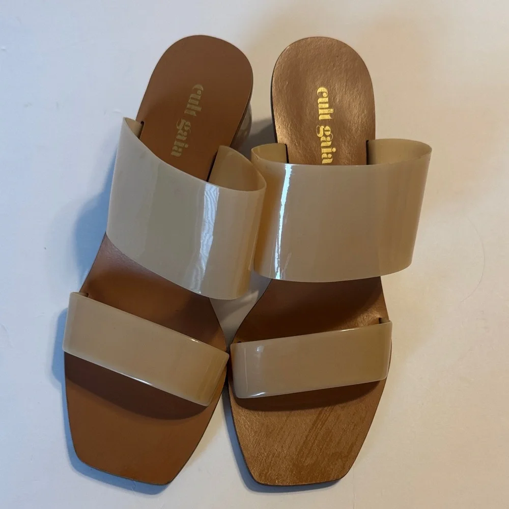cult gaia Patent Nude Double-Band Slide Mules - Picture 2 of 4